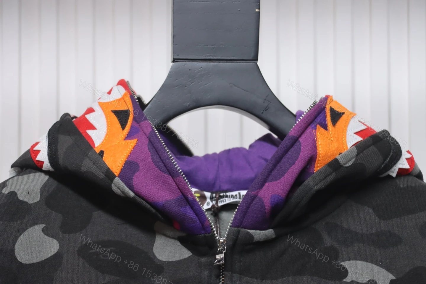 View 5 of BAPE Camouflage Double Hat Hoodie Dark Grey