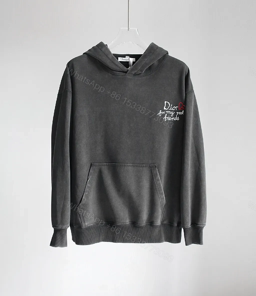Charcoal Hoodie – Twill Embroidered Luxe Sweatshirt — view 1