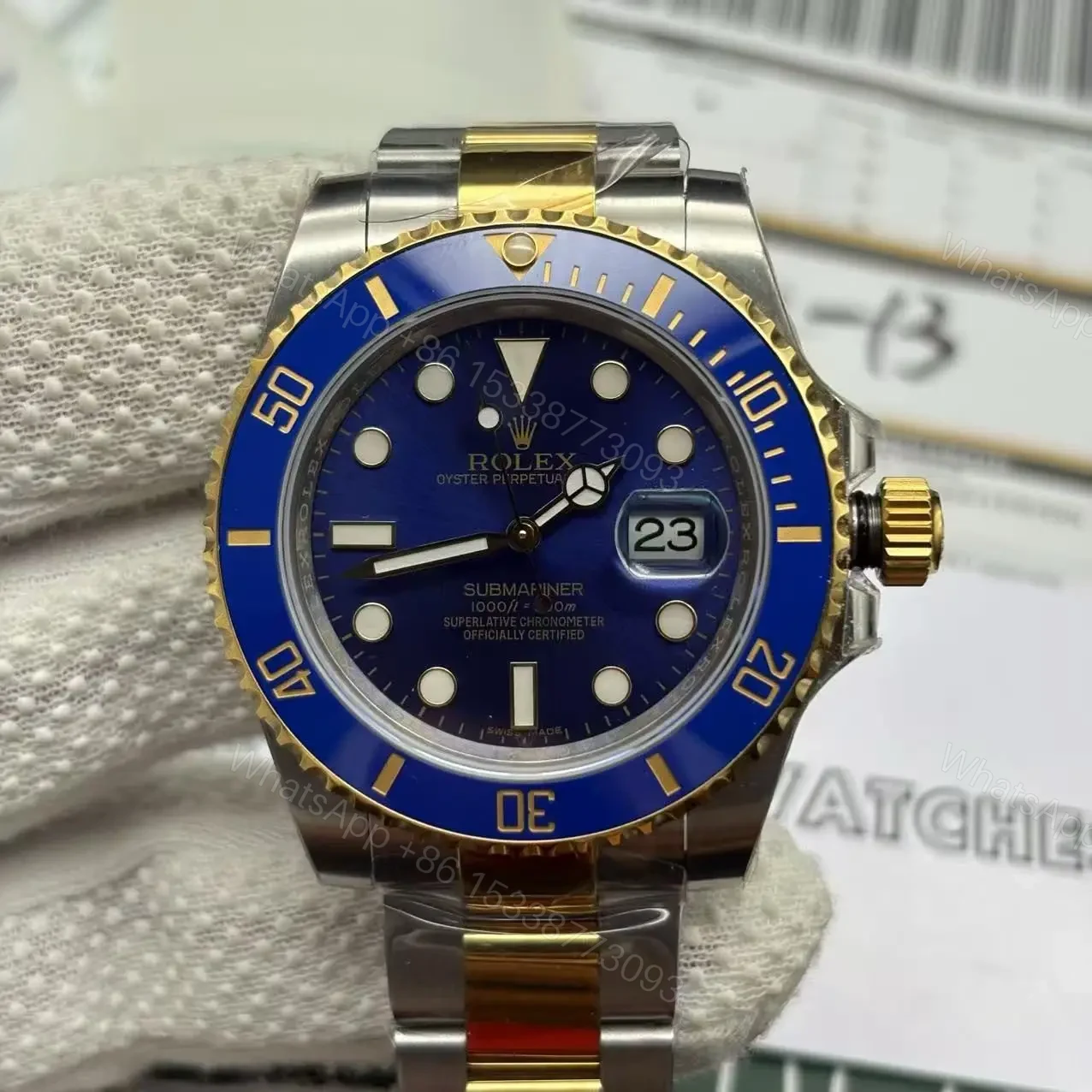 View 3 of Replica Clone Rolex Submariner – Two tone Blue Dial