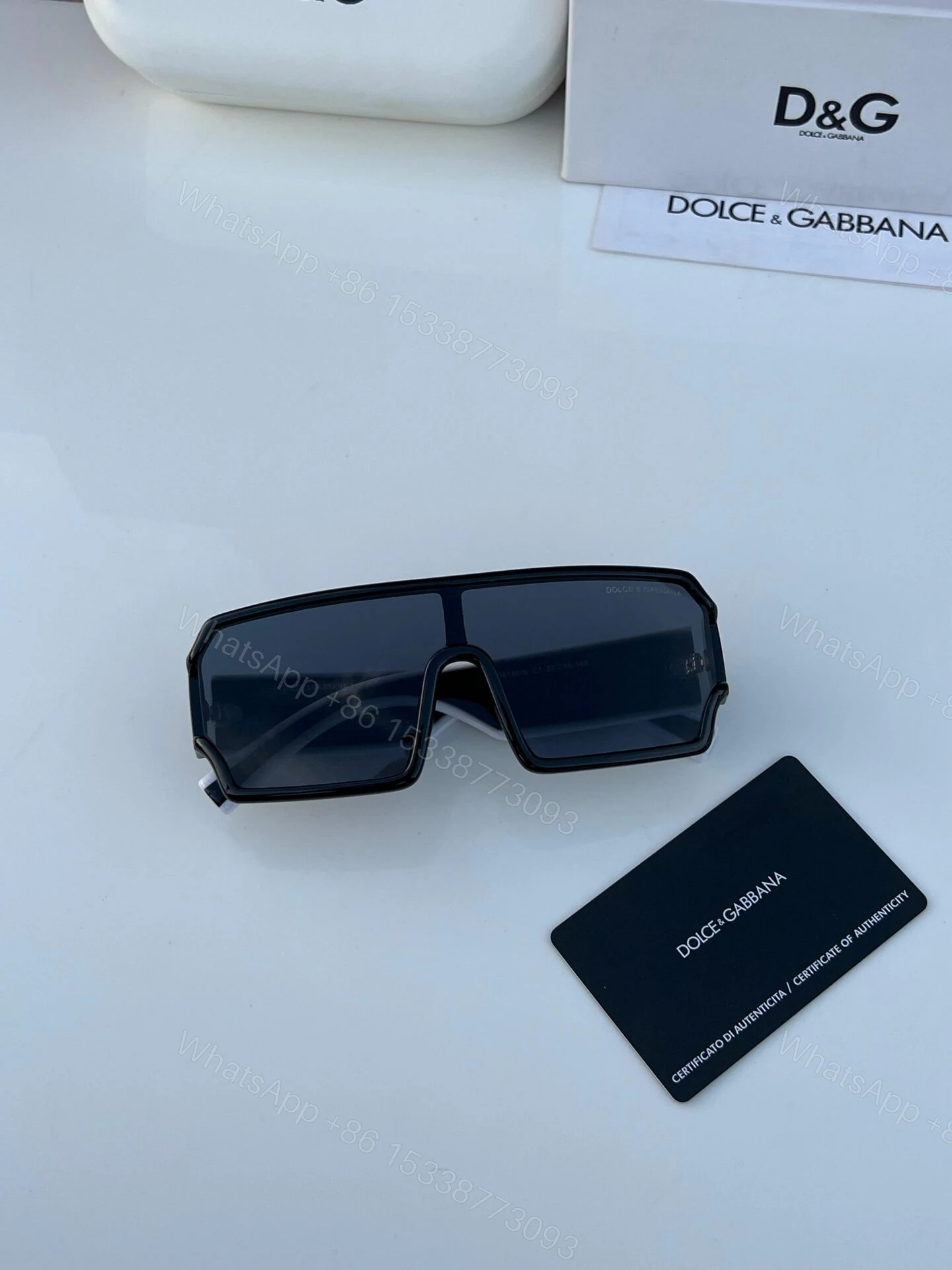 View 4 of Dolce & Gabbana Shield Sunglasses Matte Black Dark Grey
