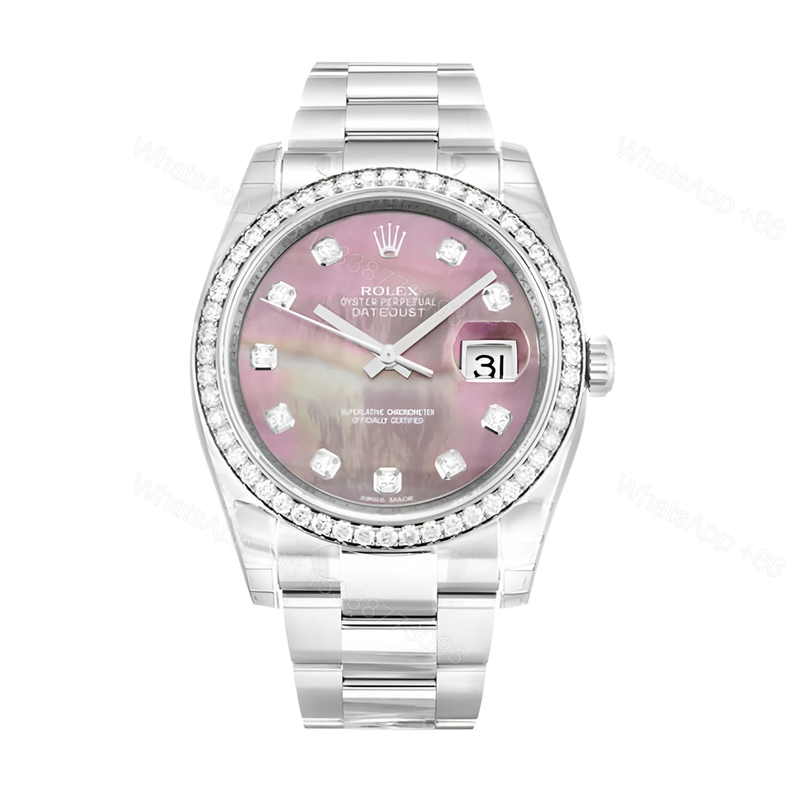 Rolex Datejust Diamond Bezel Pink Dial 116244 Oyster Replica — view 1