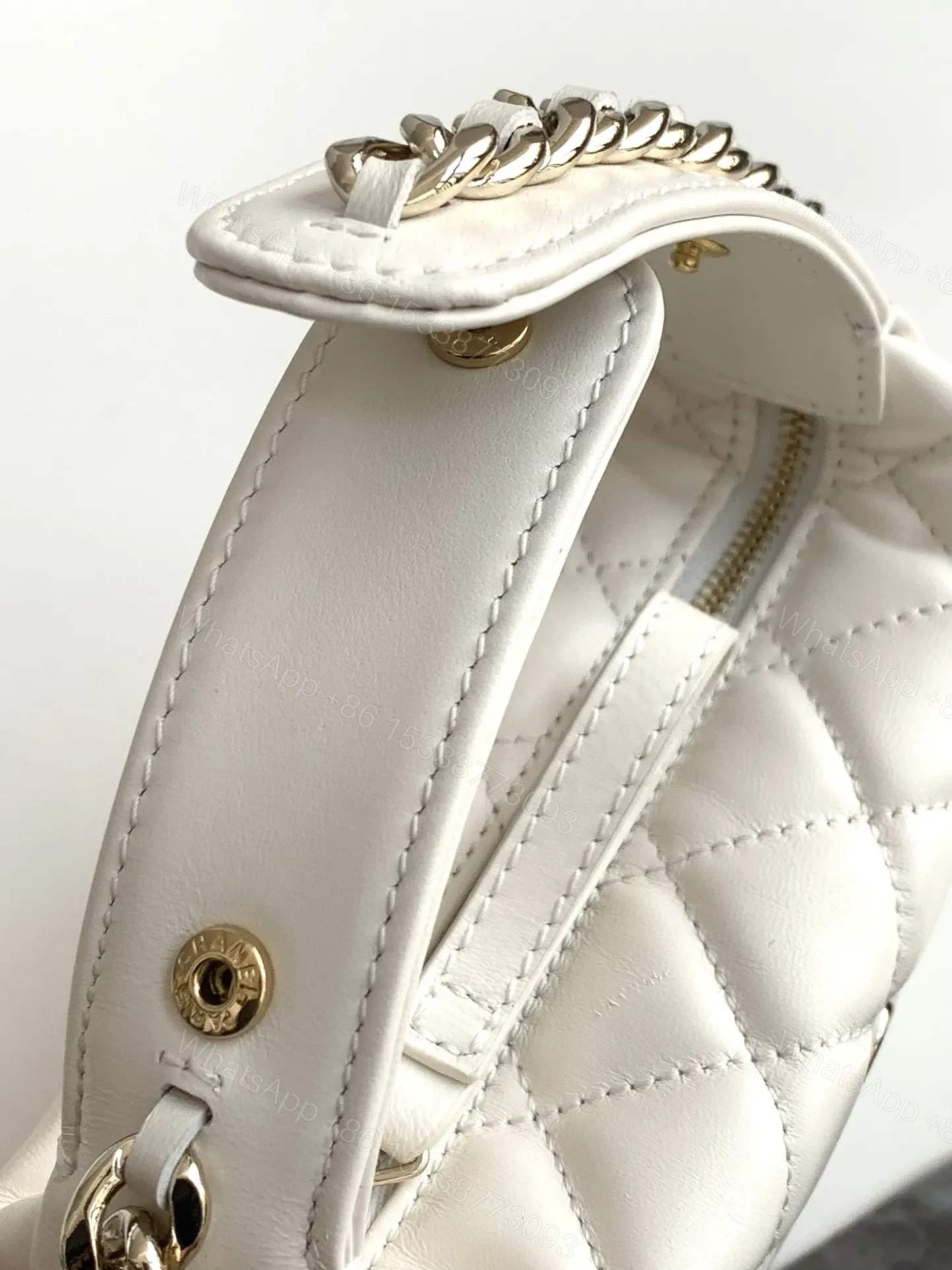 View 3 of CHANEL 23C white hula hoop clutch