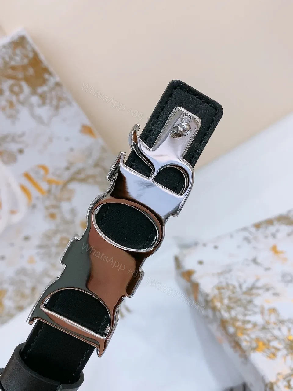View 2 of Dior-Inspired Minimalist Logo Belt: Luxurious Everyday Belt