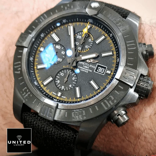 View 5 of Breitling Super Avenger II Black Steel M133711A/BF30 Replica
