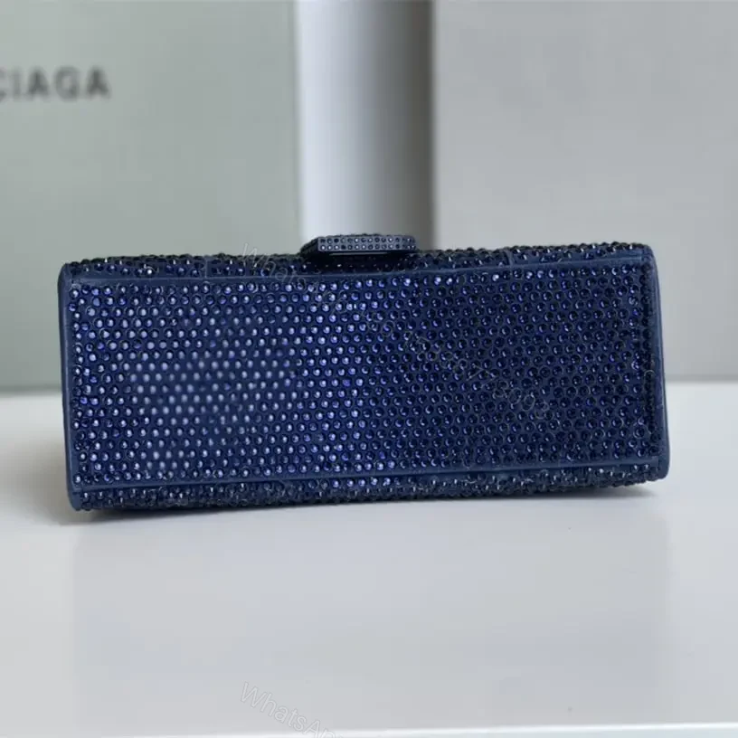 View 5 of 高仿Balenciaga*Hourglass系列沙漏包滿鑽深藍色XS