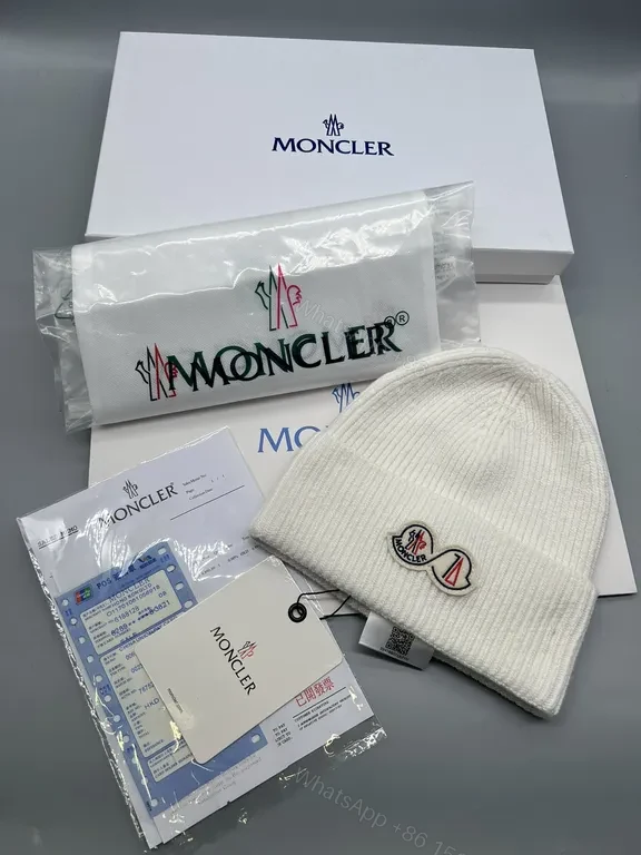 View 2 of Bold Red Moncler Beanie â€” Lux Wool-Blend Warmth, Logo Patch