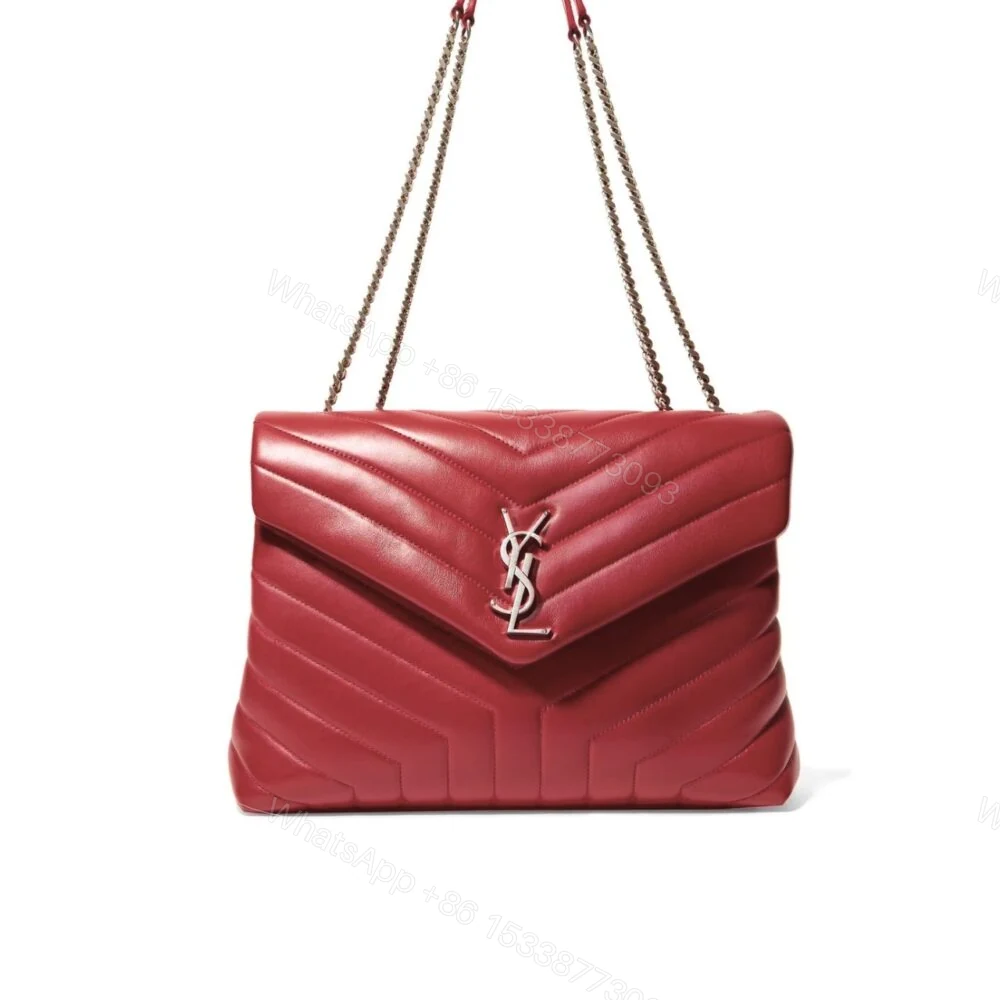 Saint Laurent Loulou Small Chain Bag In Quilted Y Wine Red 25Cm — view 1