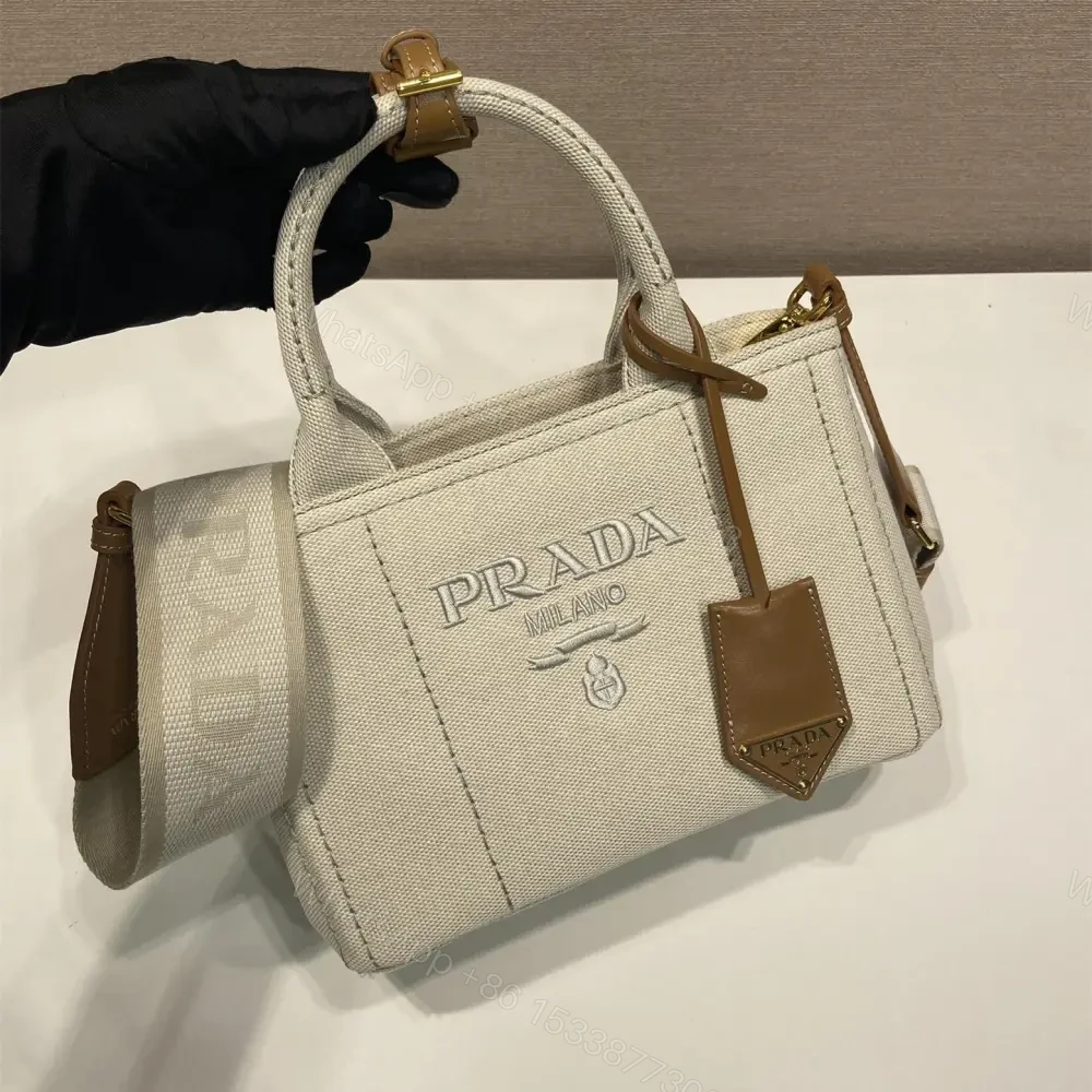 View 3 of 高仿Prada*1BA038刺繡徽標Tote手袋白色Mini免檢版