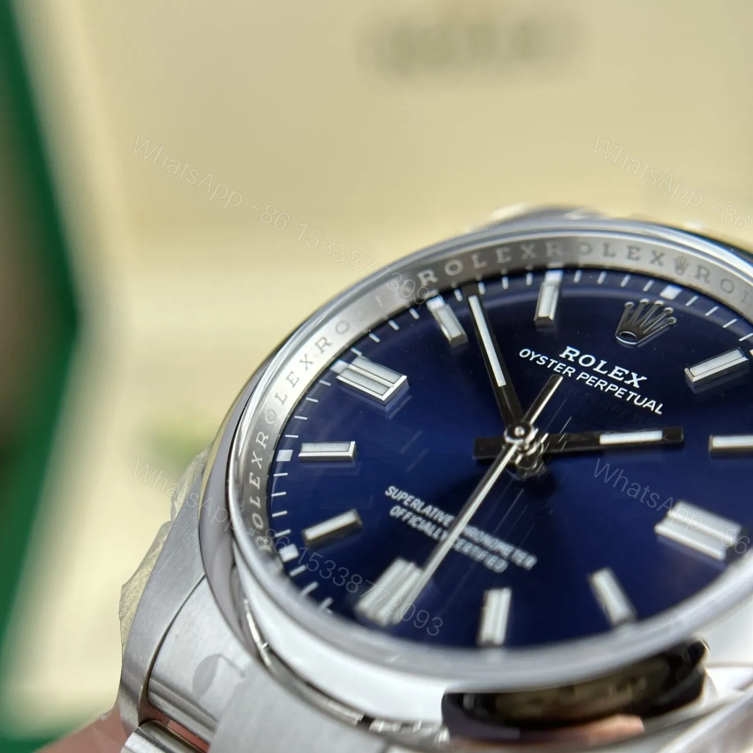 View 5 of Replica Rolex Oyster Perpetual Lady Blue Dial 126000 36 mm