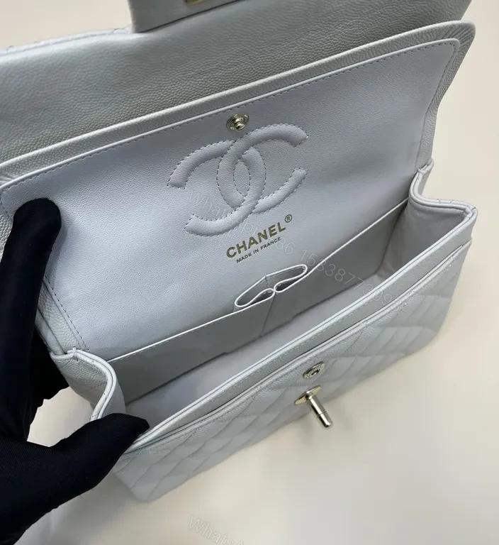 View 2 of Pearl White Quilted Bag â€“ Gold CC Logo Leather Handbag
