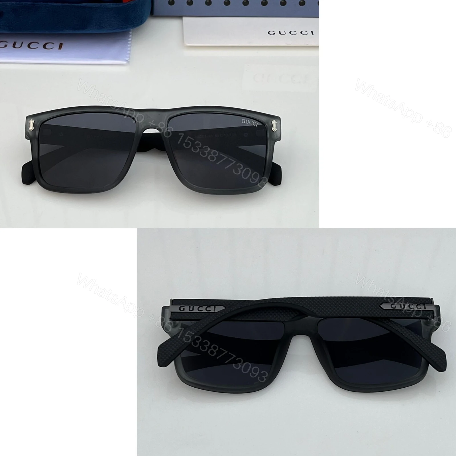 View 5 of Gucci Square Black Sunglasses Plastic