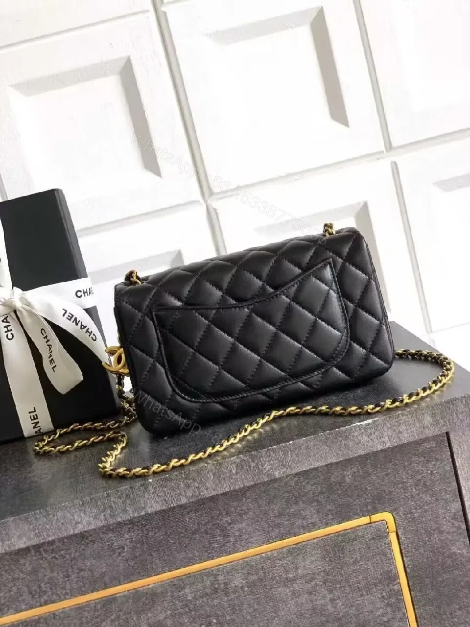 View 3 of Quilted Crossbody: Luxe Black Leather, Chic, Compact Essential