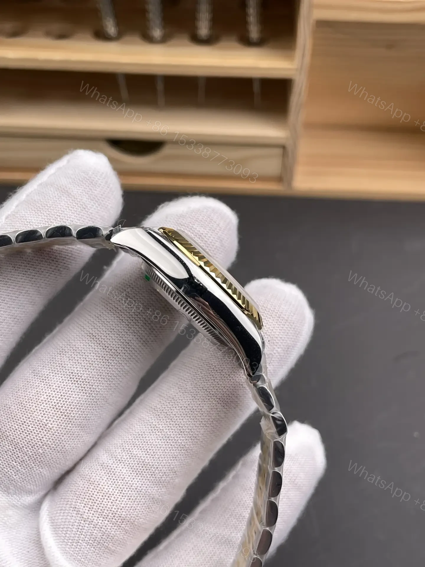 View 4 of Rolex Datejust 31 Stainless Steel Yellow Gold Fluted MOP Jubilee 278273-0028