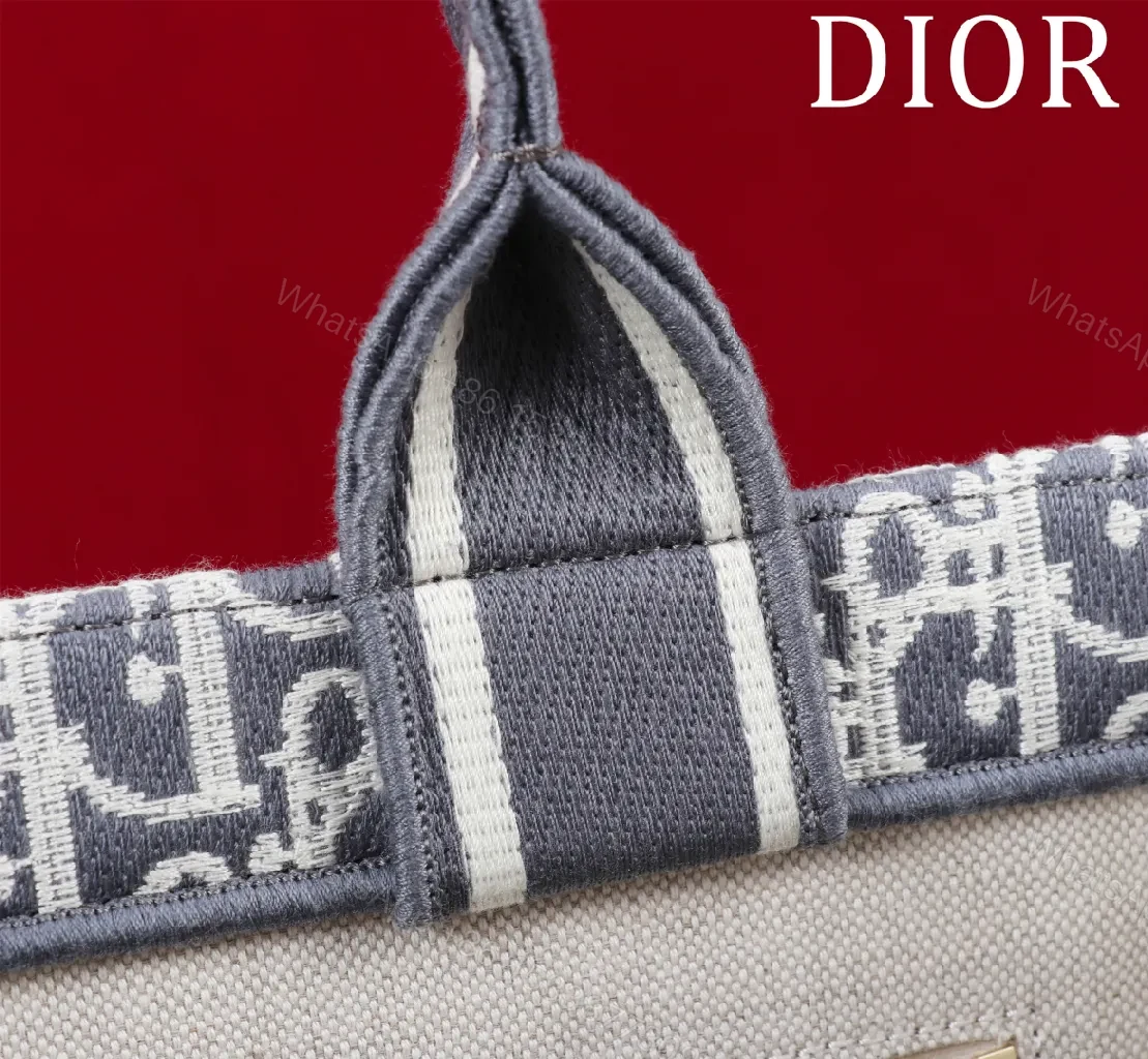 View 8 of Grey Monogram Tote: Structured, Iconic Dior-Inspired Luxury Bag
