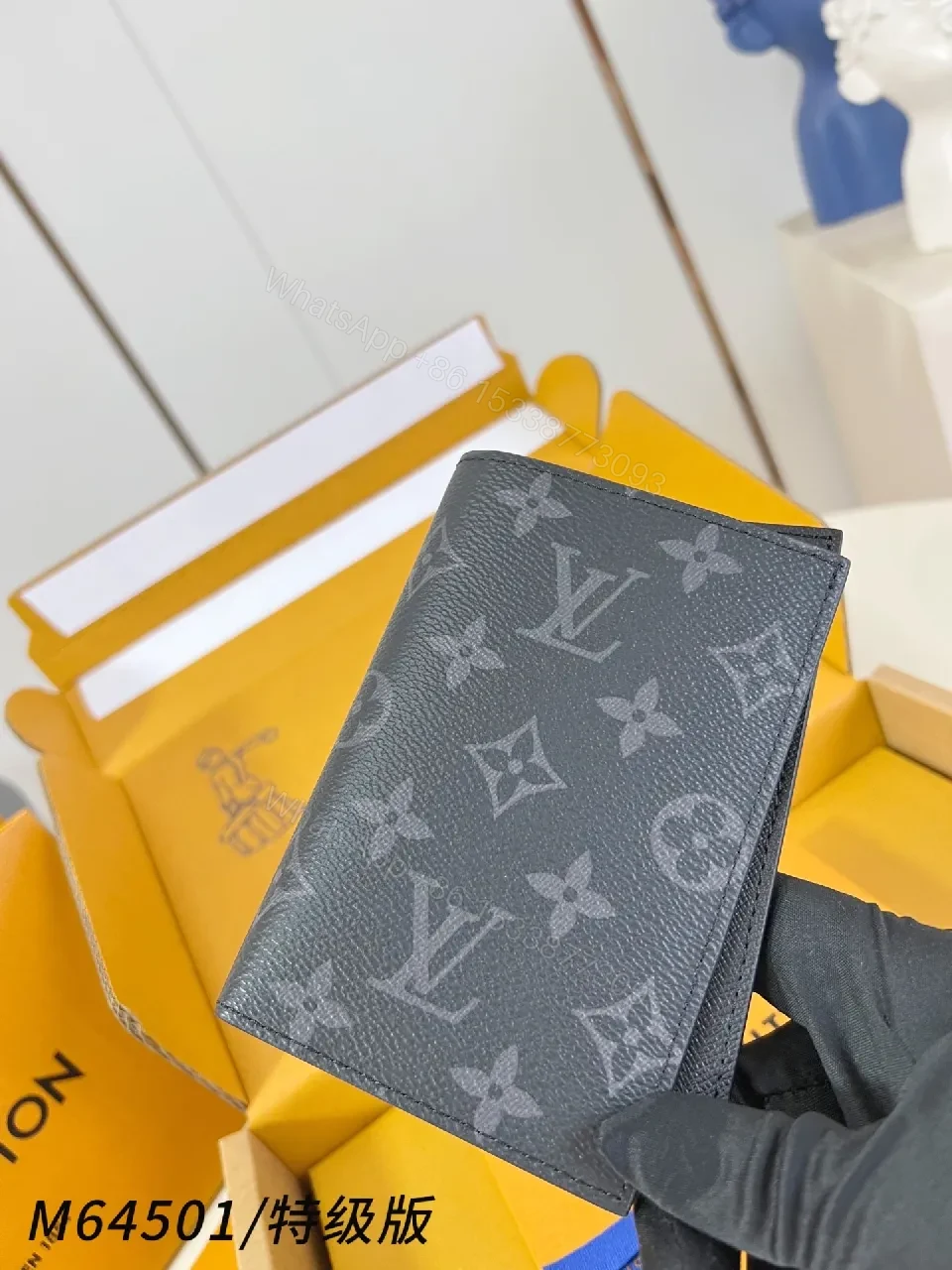 View 2 of Black Calfskin Monogram Wallet – Bi-Fold, Luxe Compact Design