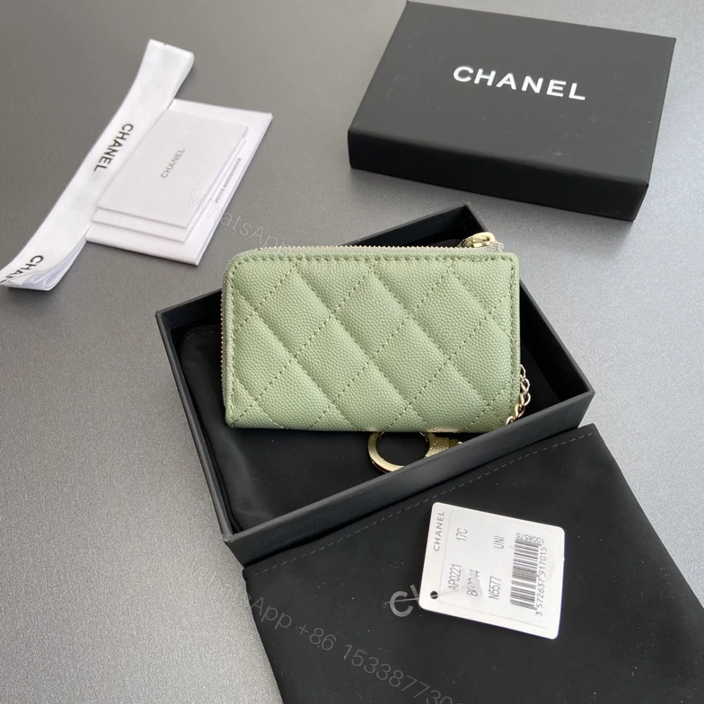 View 2 of 高仿Chanel*AP0223零錢包綠色魚子醬金扣免檢版