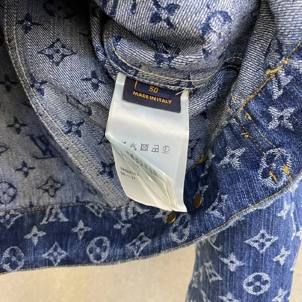 View 4 of Indigo Denim Trucker Jacket with Monogram Detail