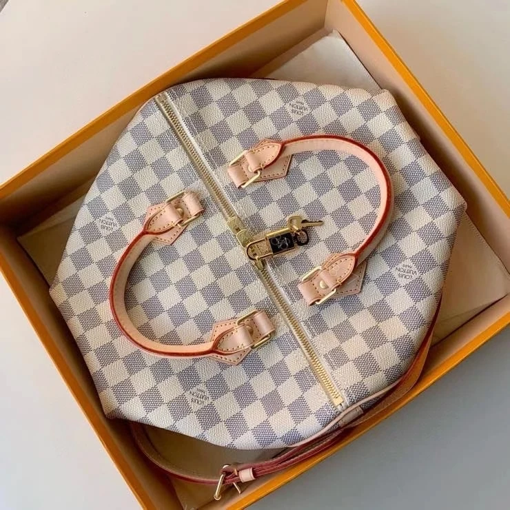 View 4 of Louis Vuitton Speedy Bandoulière 30 Damier Azur 30Cm N41373