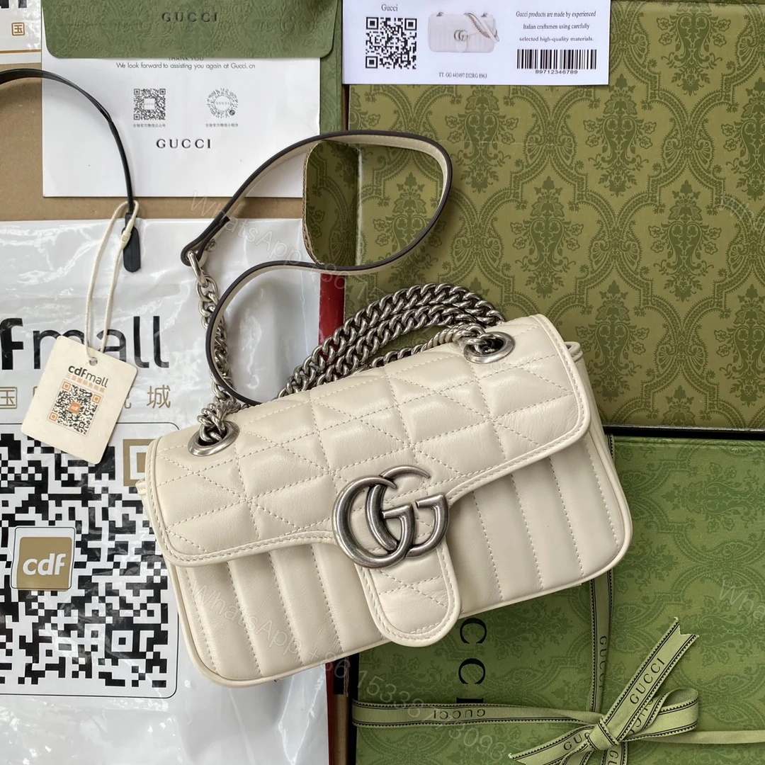 Gucci 高仿奶白GG Marmont小包 雙鍊條設計百搭時尚 — view 1