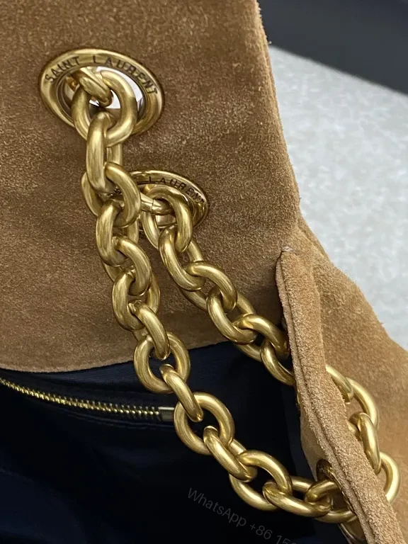 View 7 of Soft Suede Quilted Tote with Gold YSL Emblem â€” Everyday Luxury