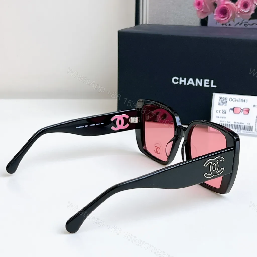 View 4 of Pink Accent Square Sunglasses – Glossy Acetate, UV 100%
