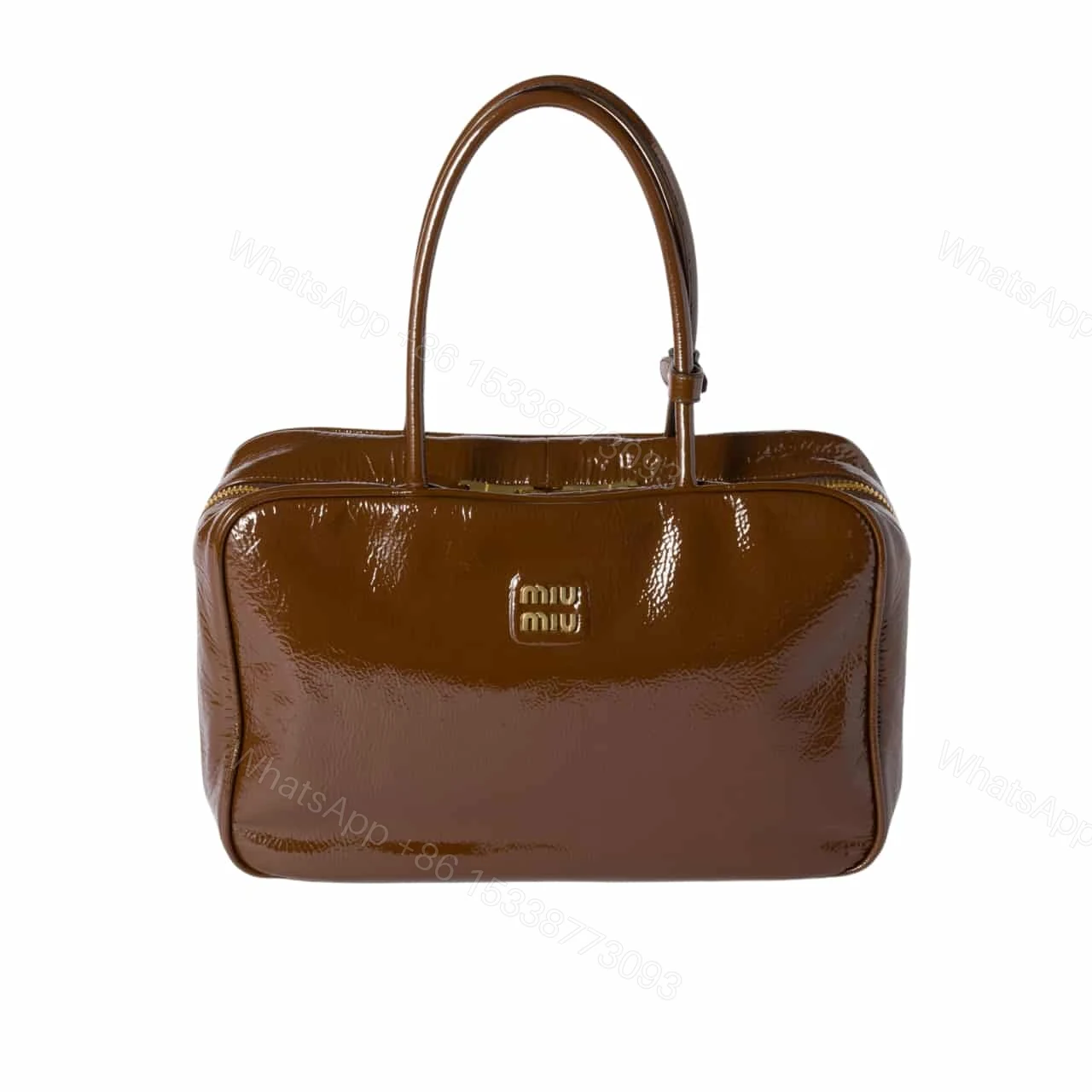 MIUMIU BEAU NAPLAK PATENT BAG PALISANDER 35CM — view 1