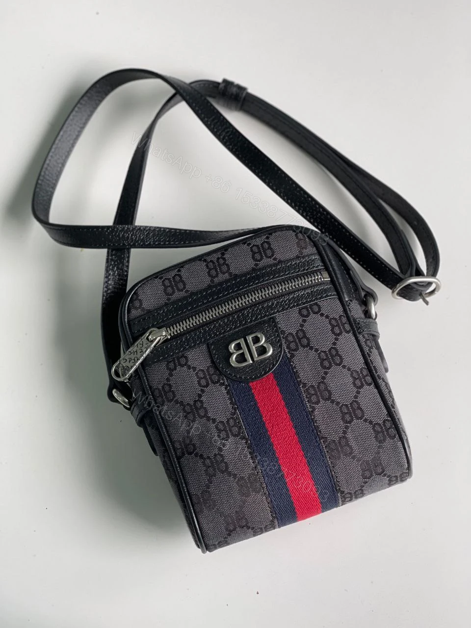 GUCCI X BALENCIAGA BB Mini Ophidia Messenger Black — view 1