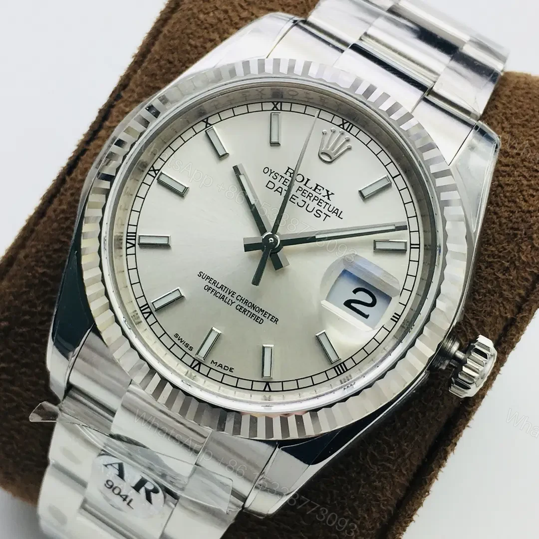 View 3 of Rolex Datejust 36 Stainless Steel Fluted Oyster Silver Dial 116234-0093