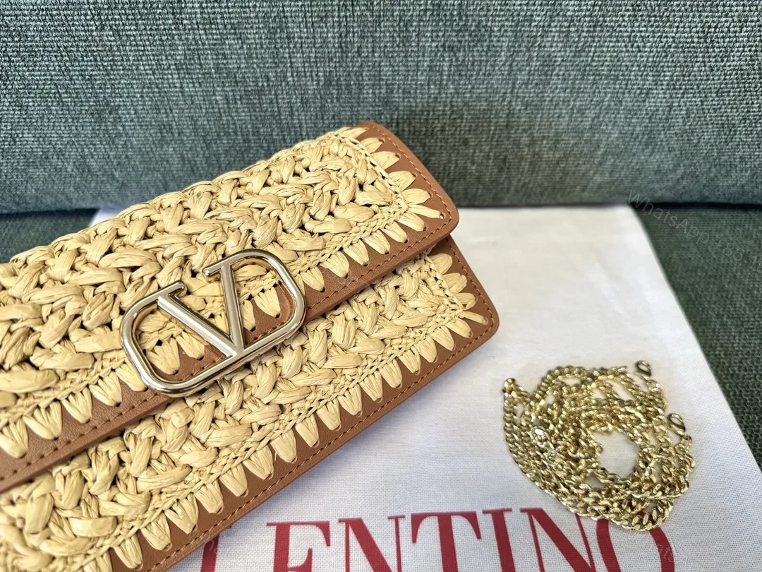View 6 of Natural Straw-Woven Crossbody with Gold Buckle Strap