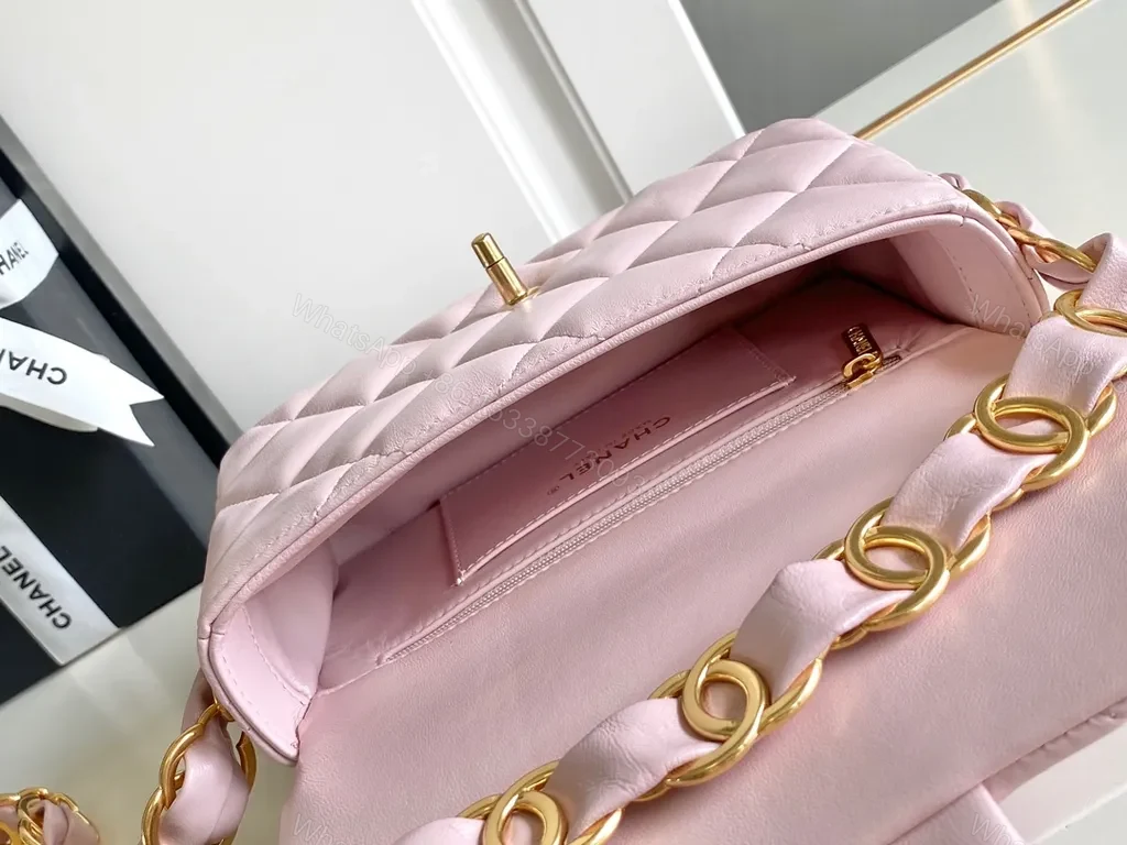 View 4 of Soft Pink Quilted Glam Bag: Compact Luxury Crossbody