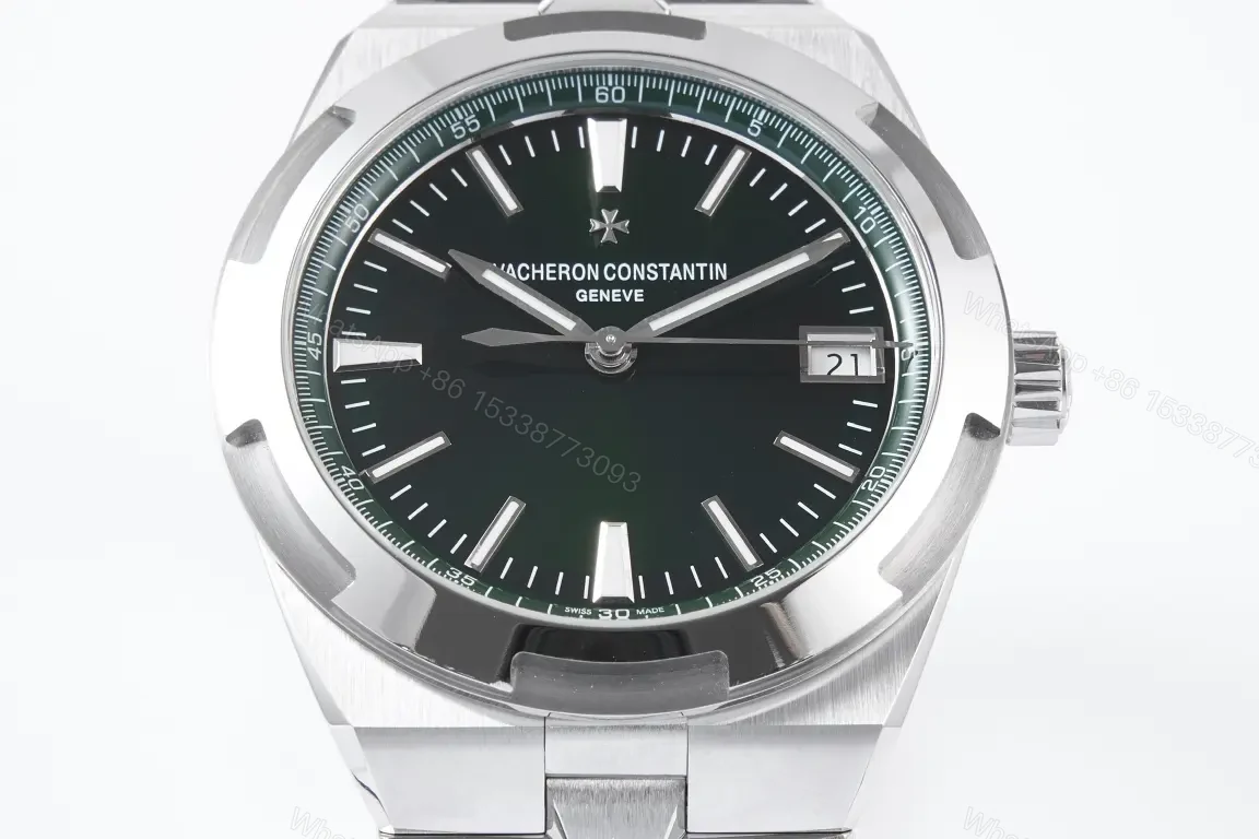 View 3 of JJ Factory Vacheron Constantin Overseas Ultra-Thin Stainless Steel Watch with Green Dial and Date Display