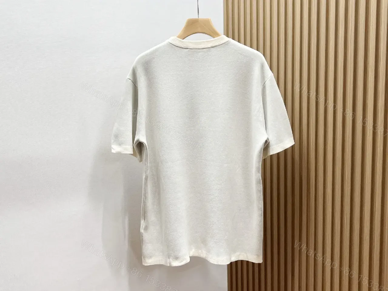 View 10 of Light Beige Crewneck T-Shirt with Gold-Brown Circular LV Print
