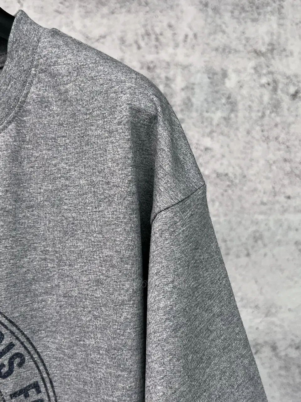 View 3 of Grey Cotton Crest Tee - Vintage Crest, Relaxed Fit, Premium Texture