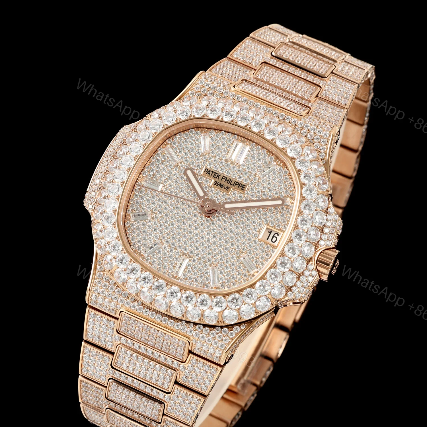 View 4 of Patek Philippe Nautilus 5711 Diamond Pavé Watch 40mm Full Diamond White Gold Style Edition AMG-PP-BD1-5711-2600-FD