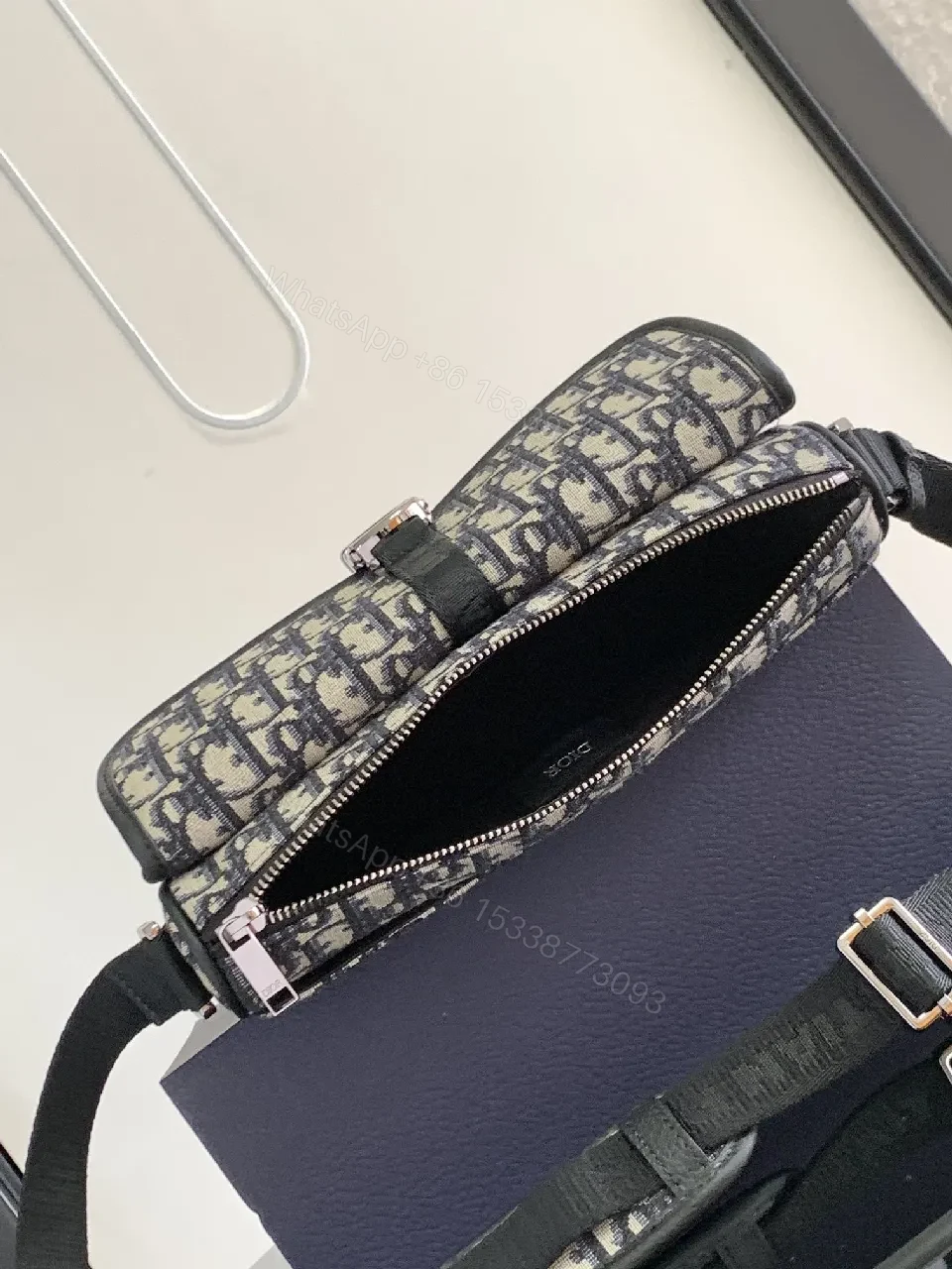 View 3 of Compact Luxury Crossbody Bag: Monogram Mesh Panel, Sleek