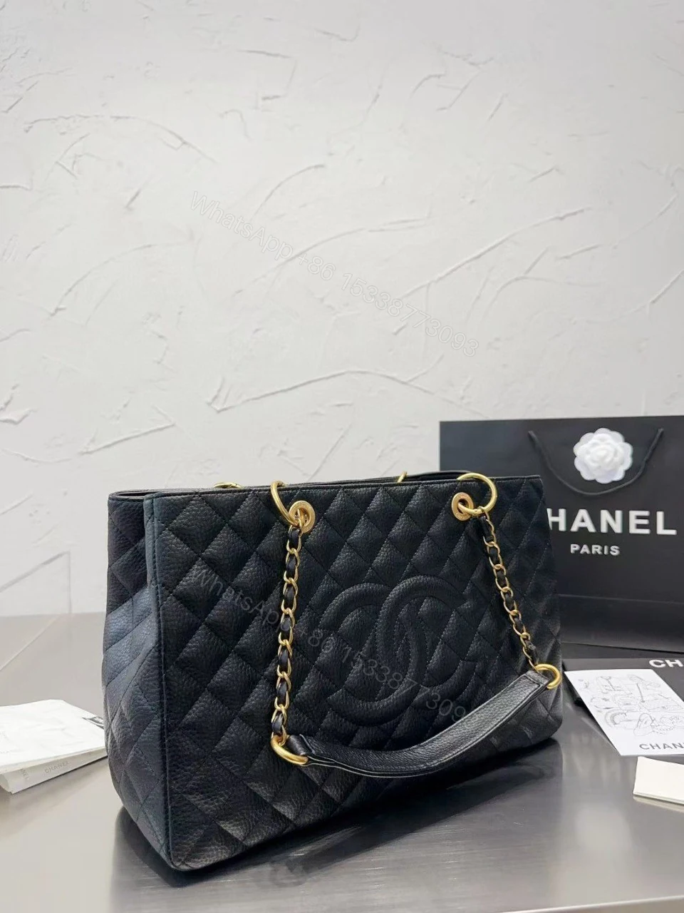 View 6 of Chanel Vintage CC Chain ToteLarge Black New 2