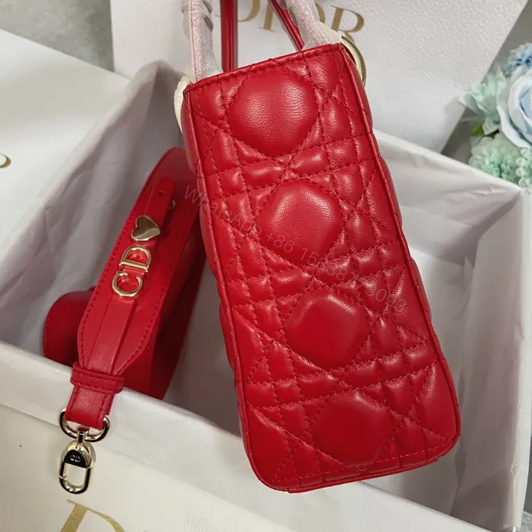 View 5 of Bold Red Satchel: Quilted Leather with Dior-Style Charms