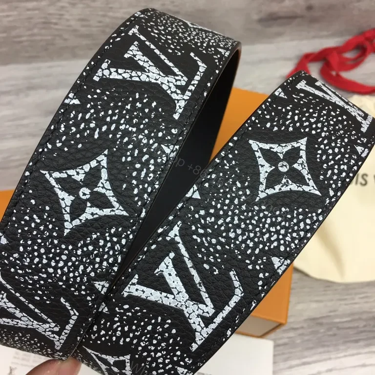 View 6 of Monogram Belt: Bold Black Leather, Gold Buckle, Luxe Style