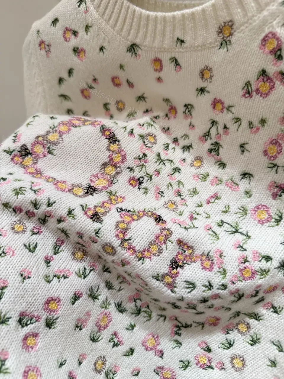 View 6 of Ivory Knit Top: Floral Embroidery Couture Charm