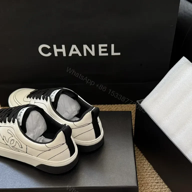 View 6 of Minimalist White Leather Sneakers â€“ Luxe Chanel-Inspired Details