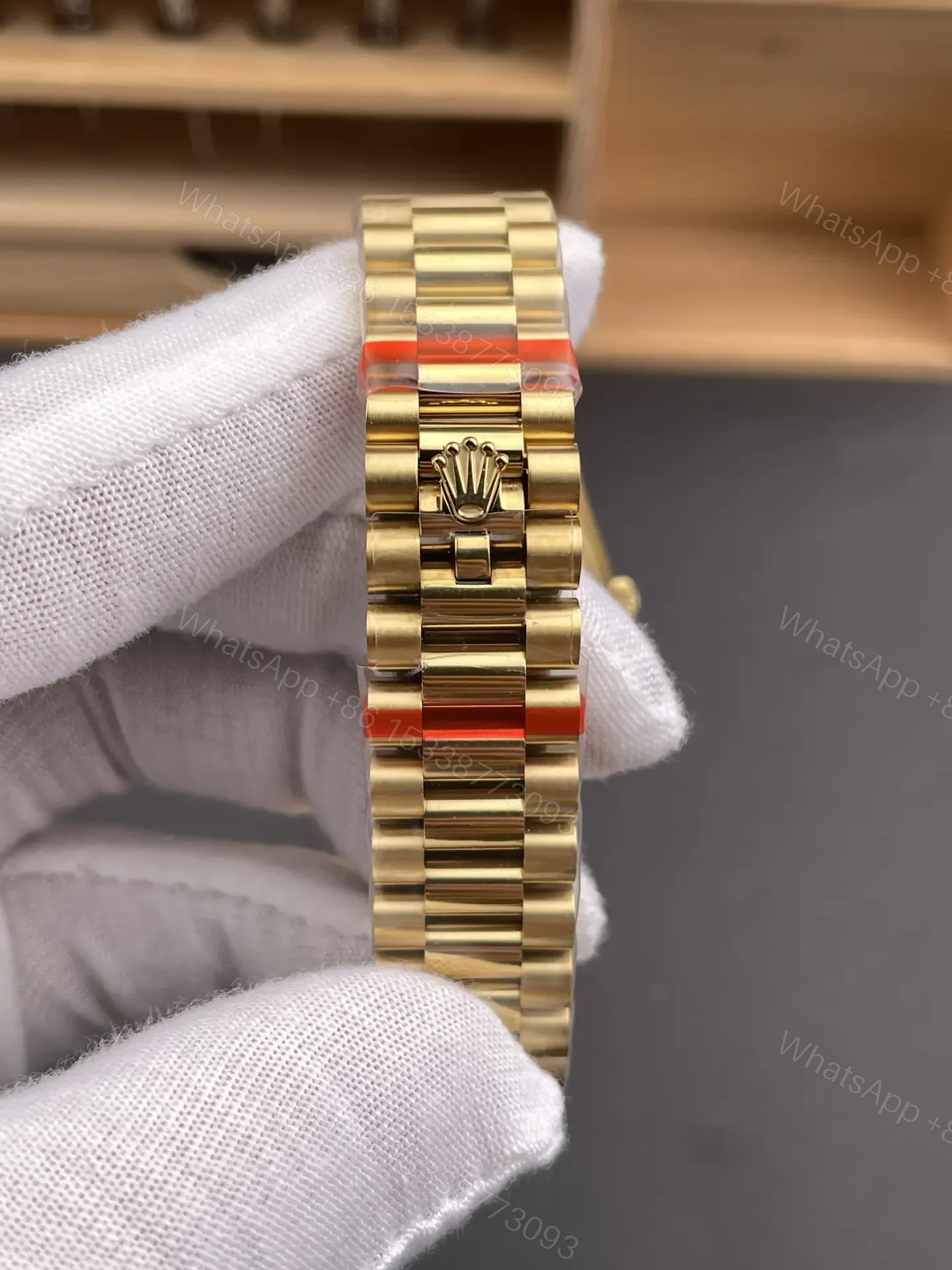 View 7 of Rolex Datejust 31 Yellow Gold Fluted President Champagne Diamond 178278-0018