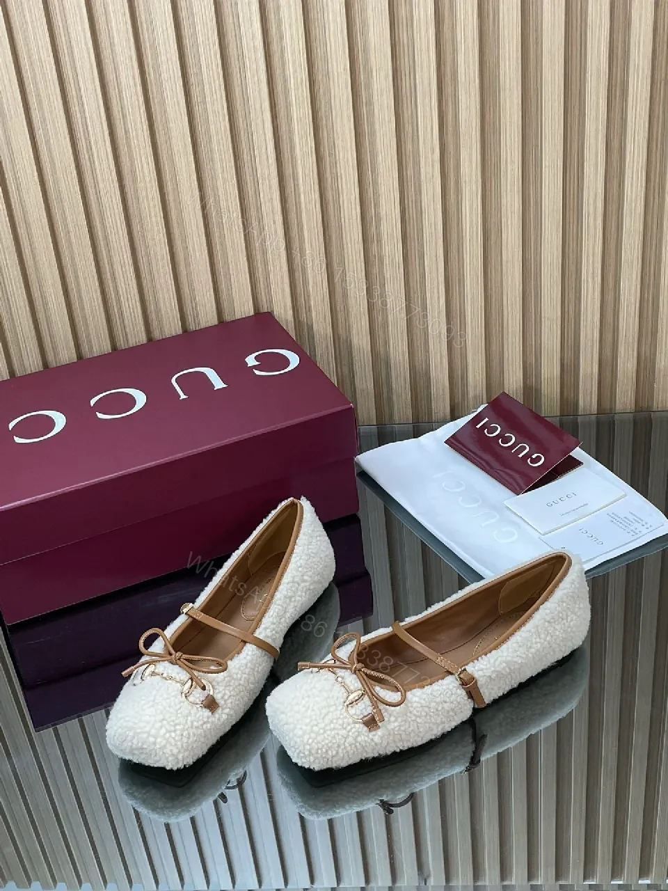 View 5 of Off-White Knit Mule with Leather Bow – Textured Comfort Shoes