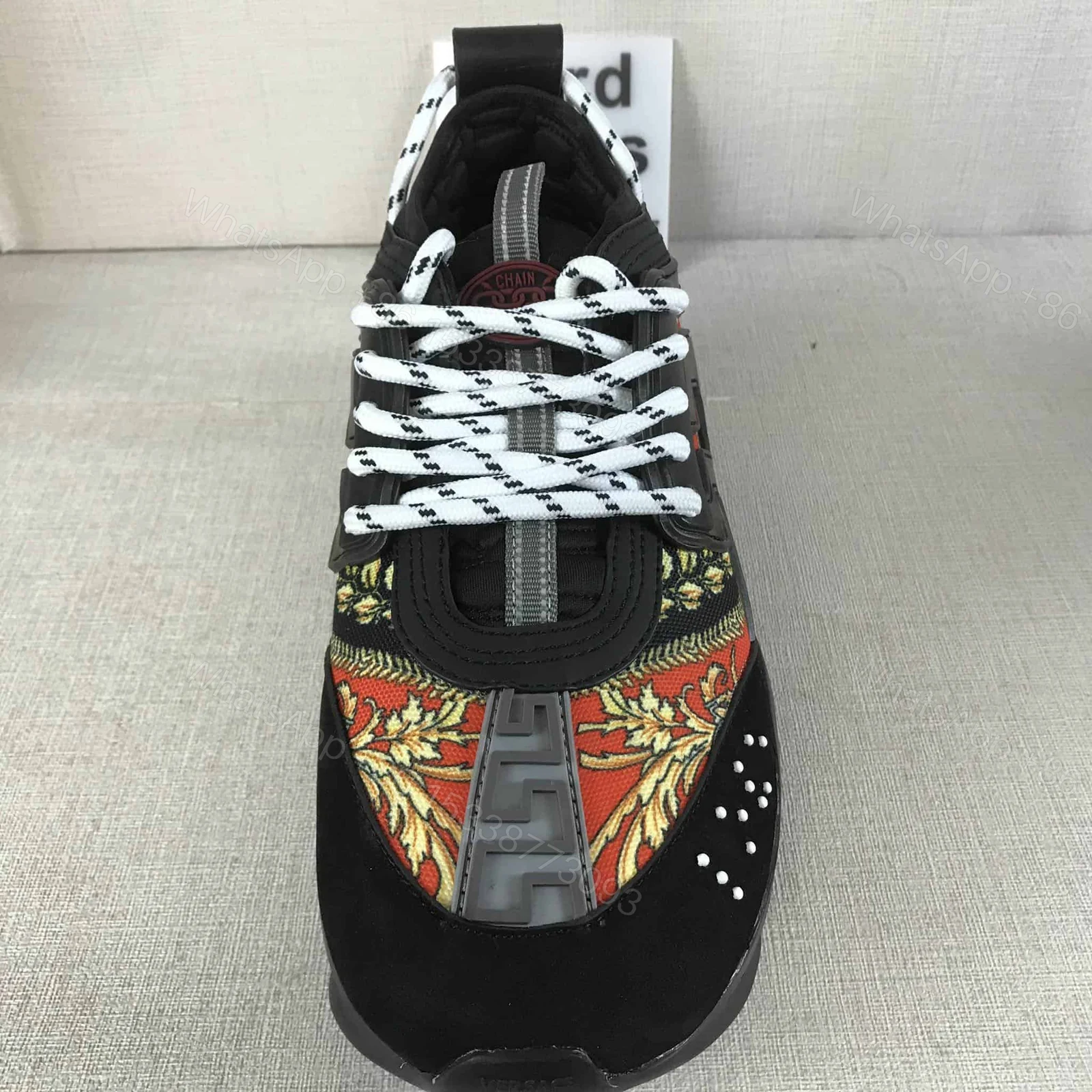 View 3 of VERSACE BLACK RED AND MULTICOLOURED CHAIN REACTION SNEAKERS – VS18