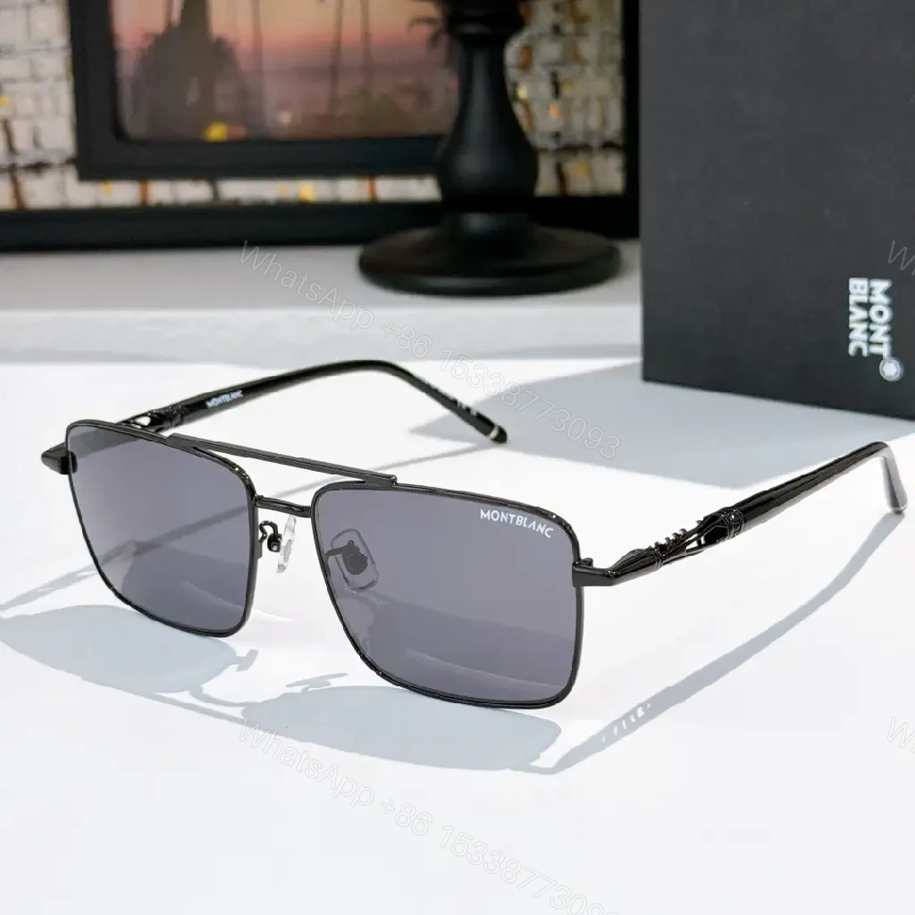 View 8 of Gunmetal Minimalist Sunglasses, Polarized, Modern Square Frame
