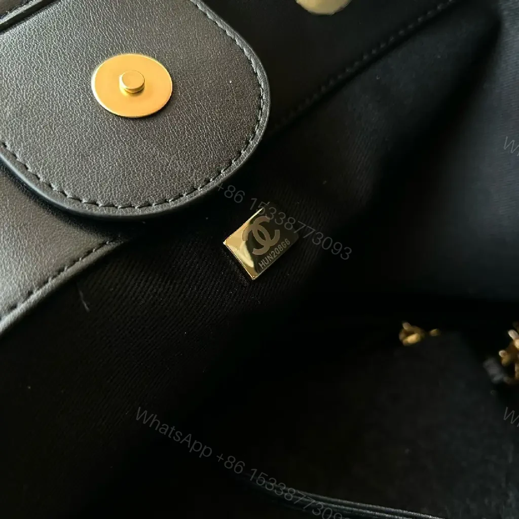 View 5 of Chic Black Quilted Tote with Gold Hardware - Luxury Everyday tote