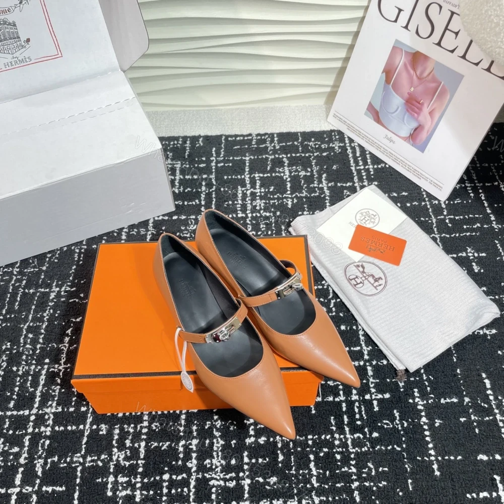 View 6 of 高仿Hermes*Kelly系列H251007Z04小牛皮高踭鞋棕色4CM免檢版
