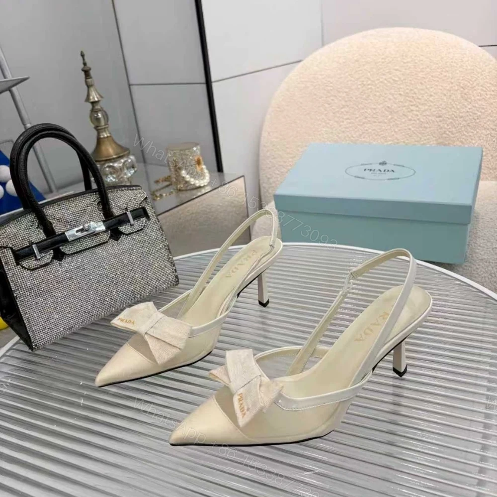 View 3 of Prada Mesh Fabric Slingback Pumps In White
