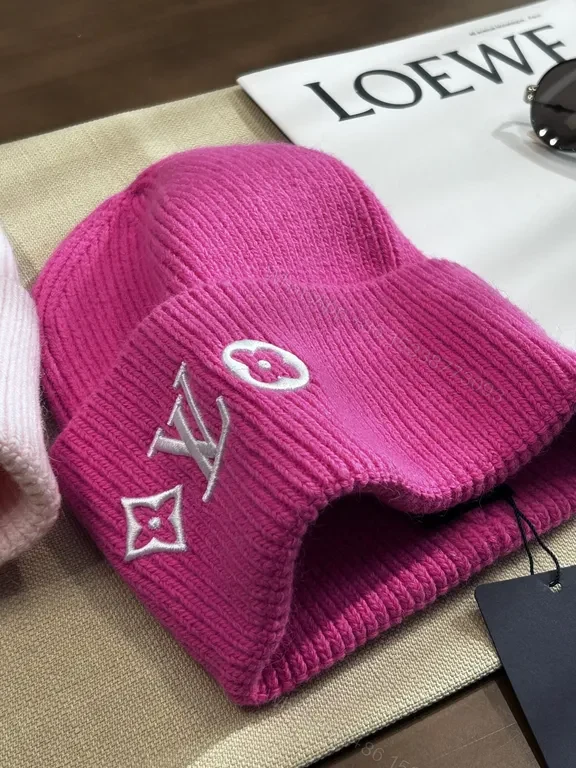 View 2 of Patterned Knit Beanie with LV Monogram, Luxe Street Style