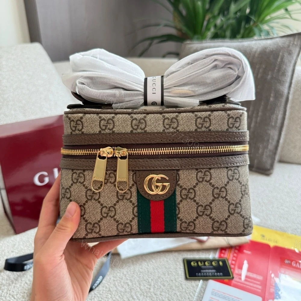 View 8 of Gucci Ophidia Small Vanity Bag Beige And Dark Brown 18Cm