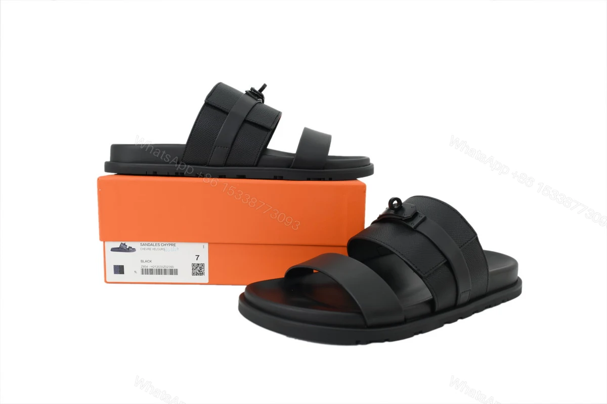 View 8 of HERMES Lychee Grain Button Slides